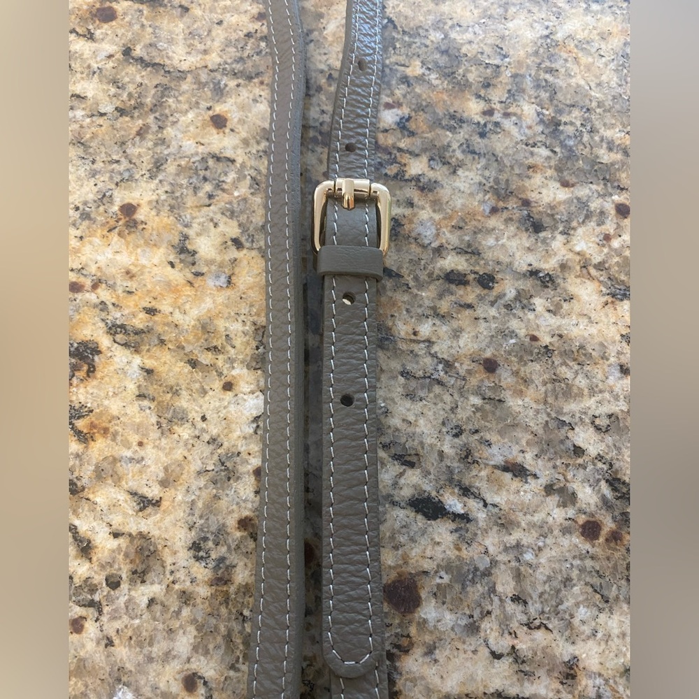 Valentina Gray Adjustable Leather Bag Strap with Silver Hardware - Picture 2 of 7